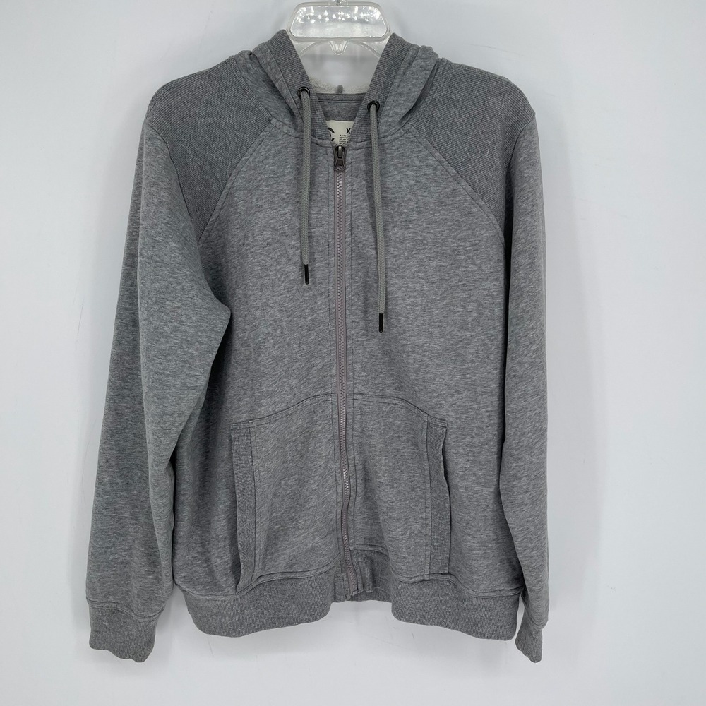 Champion Men's Gray‎ Heathered Ribbed Shoulder Zip Up Hoodie Sweatshirt Size XXL